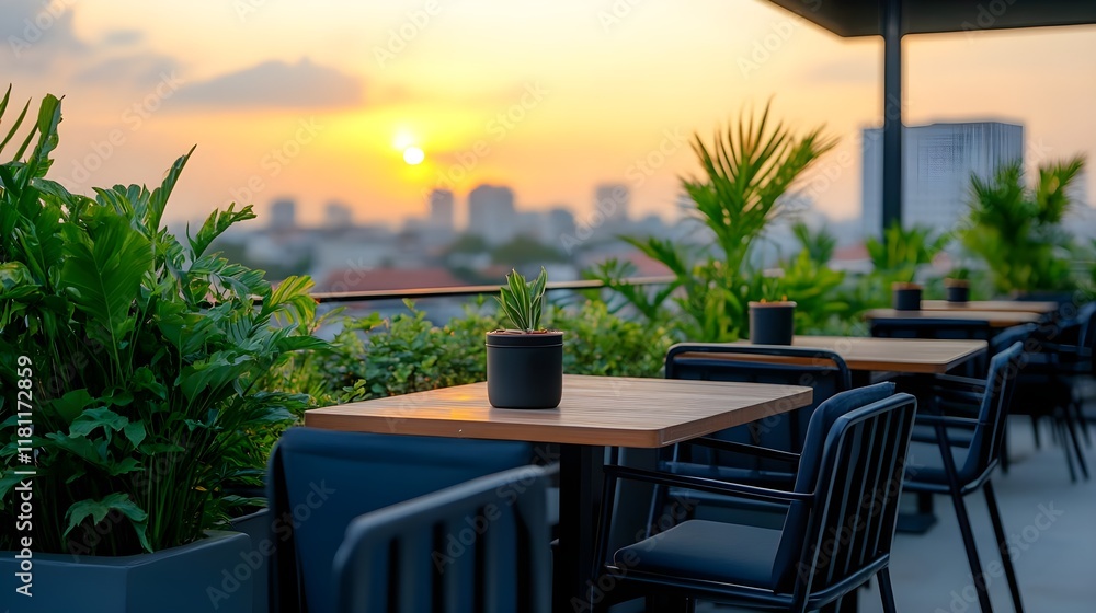 custom made wallpaper toronto digitalrooftop sunset cityscape restaurant scene - golden hour photography