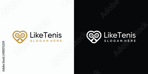 Heart shaped tennis racket vector logo design with modern, simple, clean and abstract style. Icon for business, sports and personal branding.