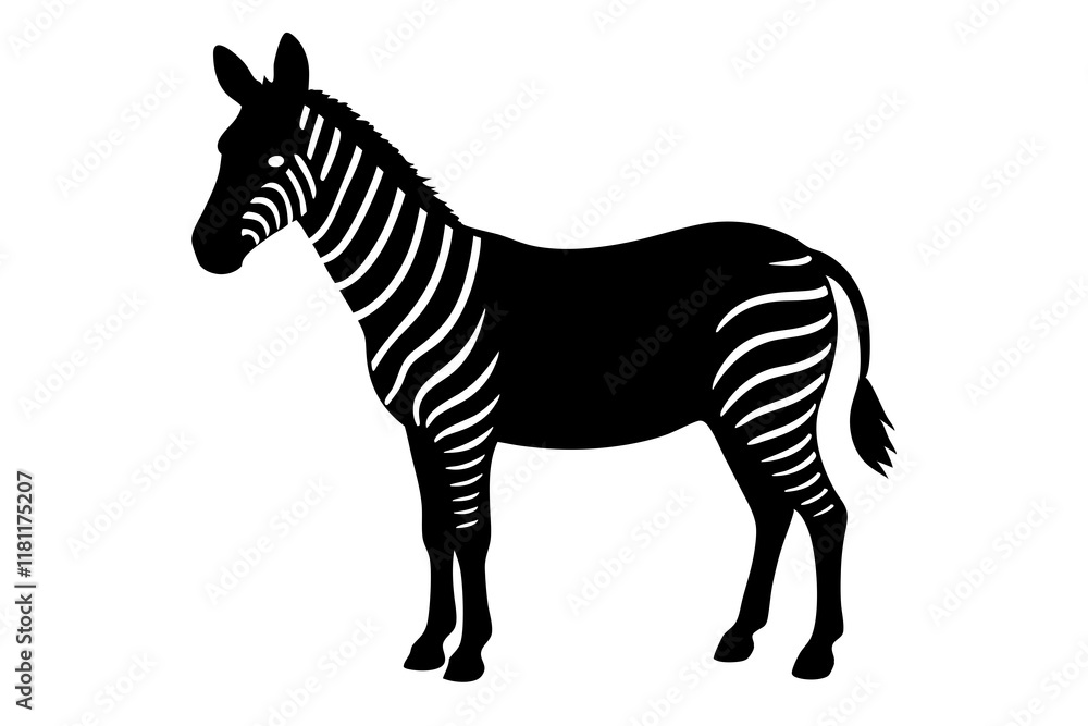 Fototapeta premium zebra black silhouette vector, Simple silhouette Design vector icon with white background. wild animal