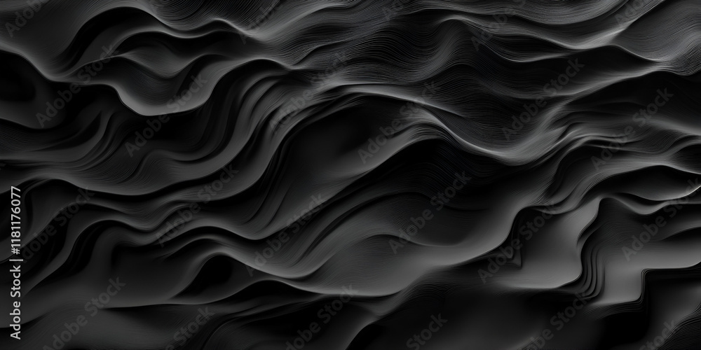Obraz premium Abstract Dark Waves: A captivating image featuring a dynamic interplay of dark, undulating waves creating a mesmerizing abstract landscape.