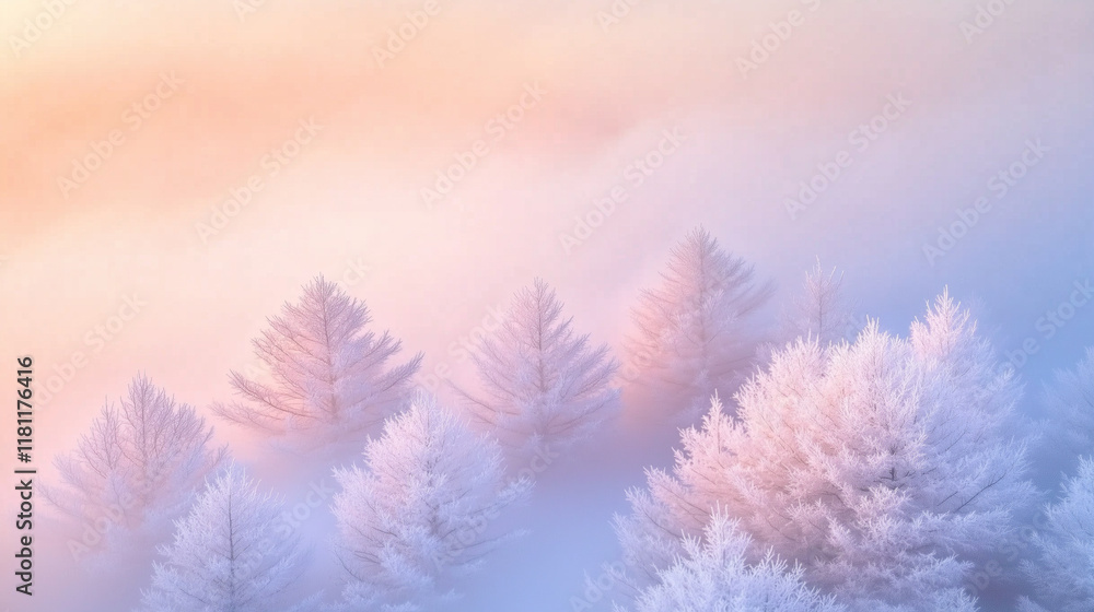 Fototapeta premium The dreamy shadows of the rime forest