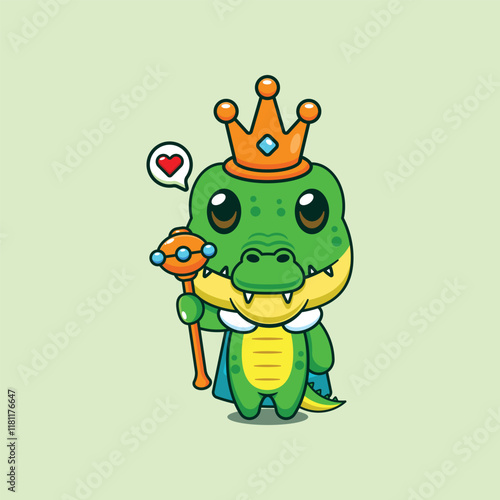 King crocodile cartoon vector illustration
