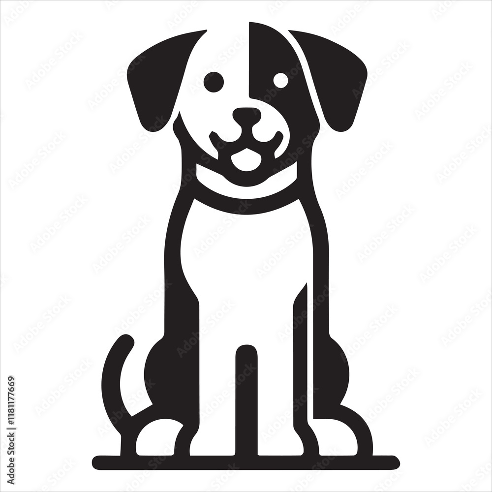 Black dog vector silhouette on white background, dog logo vector, dog icon vector, cute dog symbol Black dog vector silhouette on white background, dog logo vector, dog icon vector, cute dog symbol