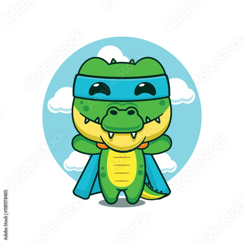 Super crocodile cartoon vector illustration