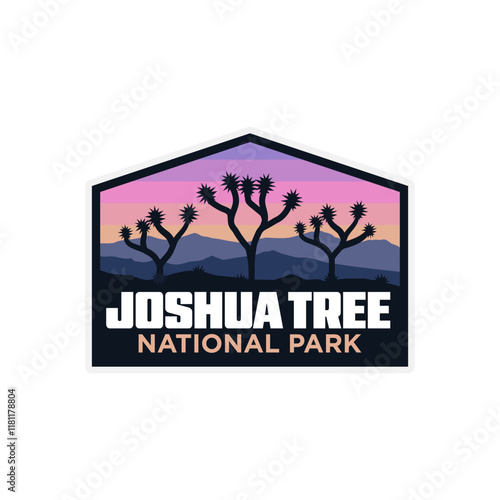 Cactus Adventure Patch Joshua Tree National Park Style Logo design, vector illustration