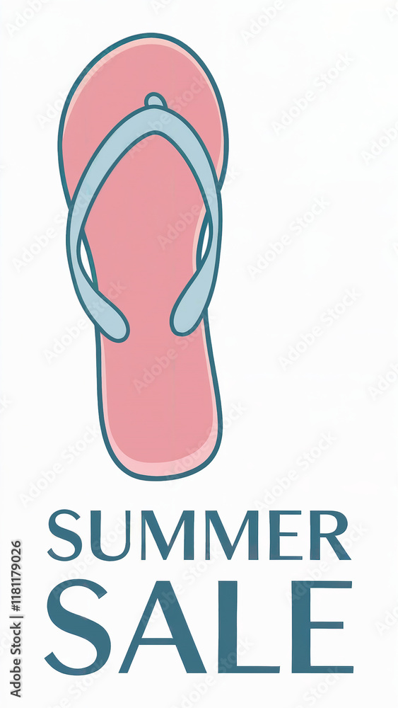 Minimalist summer sale poster with flip-flop illustration Minimalist summer sale poster with flip-flop illustration