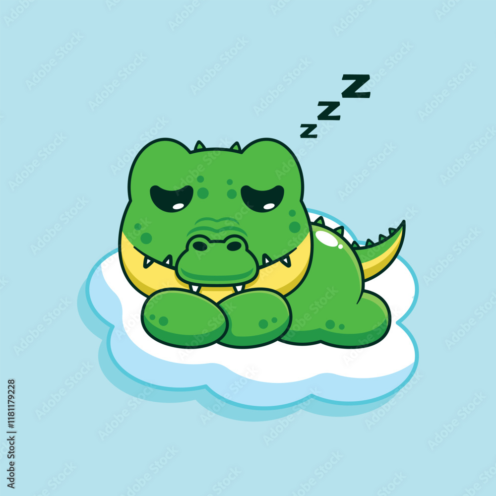 Obraz premium Crocodile sleep cartoon vector illustration