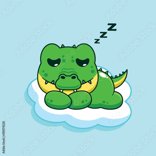 Crocodile sleep cartoon vector illustration