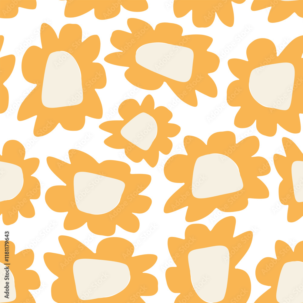 seamless cute yellow daisy flowers pattern background