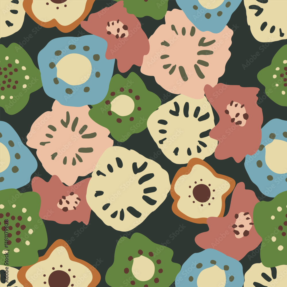 seamless doodle tiny cute flowers pattern background