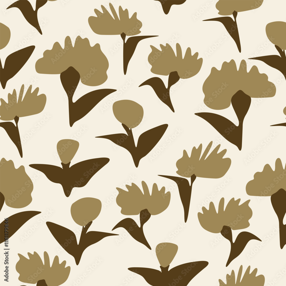 seamless mixed two tone flowers pattern background