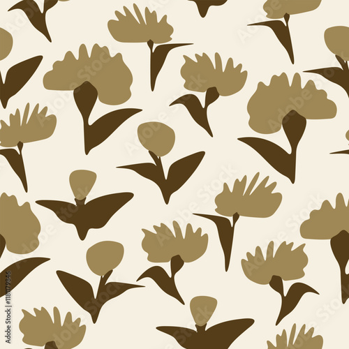 Obraz na płótnie seamless mixed two tone flowers pattern background w salonie