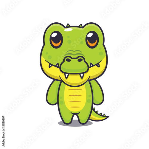 Cute crocodile mascot cartoon vector illustration