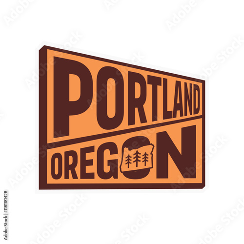 Vintage Patch Portland Oregon Sign state Retro Logo design, vector illustration