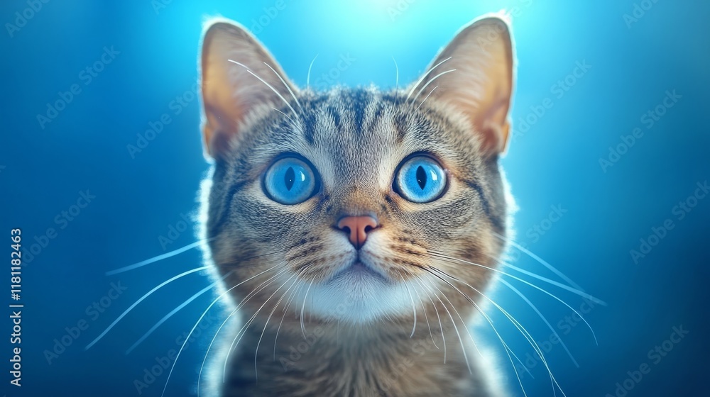 Curious blueeyed cat gazing upwards, a captivating portrait of feline wonder blueeyed Curious blueeyed cat gazing upwards, a captivating portrait of feline wonder blueeyed