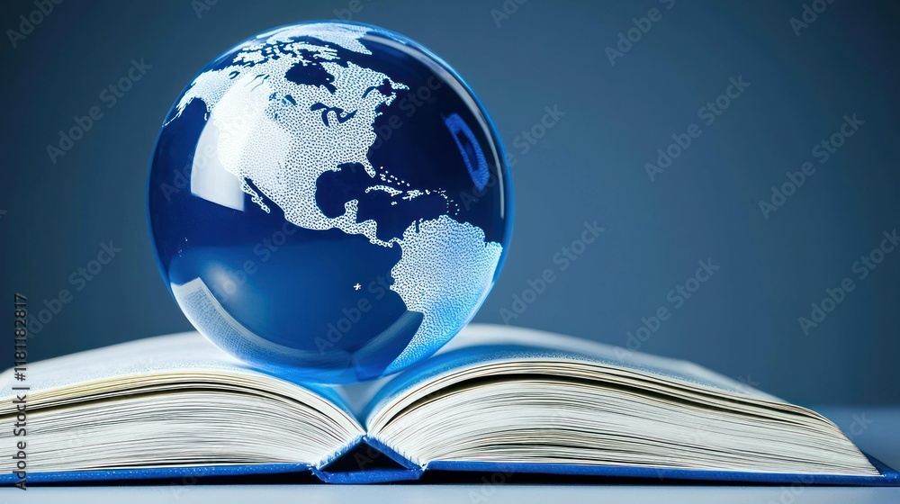 Global Knowledge: A Crystal Globe Resting on an Open Book