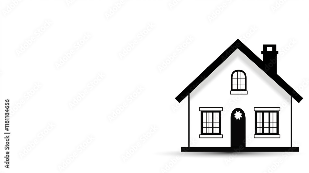 Monochromatic illustration of a simple black-and-white house, representing minimalistic architectural design or conceptual housing solutions. Monochromatic illustration of a simple black-and-white house, representing minimalistic architectural design or conceptual housing solutions.