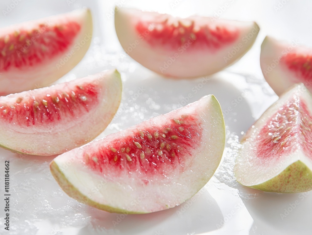 Fresh Pink Guava Slices on White Background for Healthy Eating Fresh Pink Guava Slices on White Background for Healthy Eating