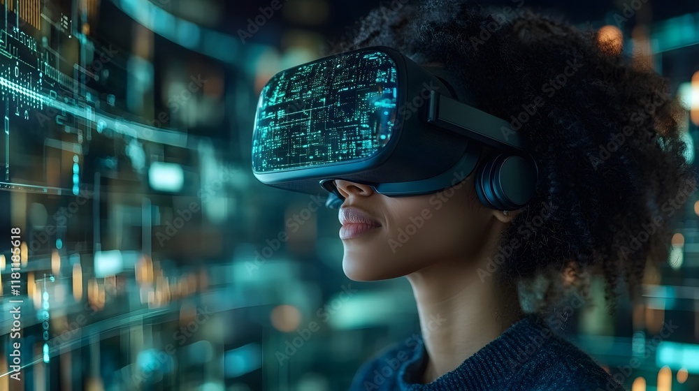 Business professionals in a virtual reality environment exploring innovative solutions Business professionals in a virtual reality environment exploring innovative solutions