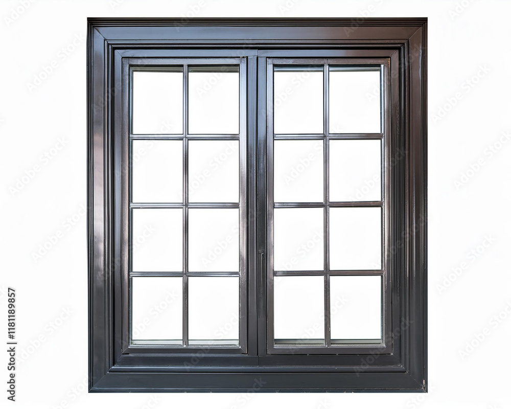 A collection of office front store frames for design, an aluminum facade element for an outside structure, and a real modern window isolated on a white background A collection of office front store frames for design, an aluminum facade element for an outside structure, and a real modern window isolated on a white background