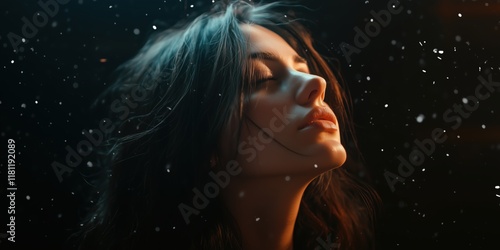 Ethereal portrait of a woman in a snowy ambiance