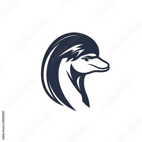 Monochrome dolphin profile, stylized design. photo