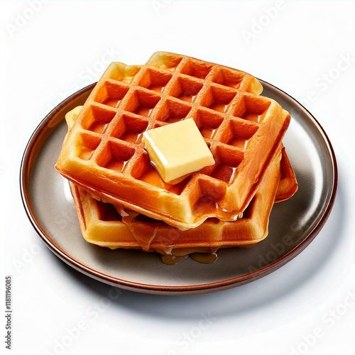 Obraz na płótnie plate of waffles with melted butter w salonie