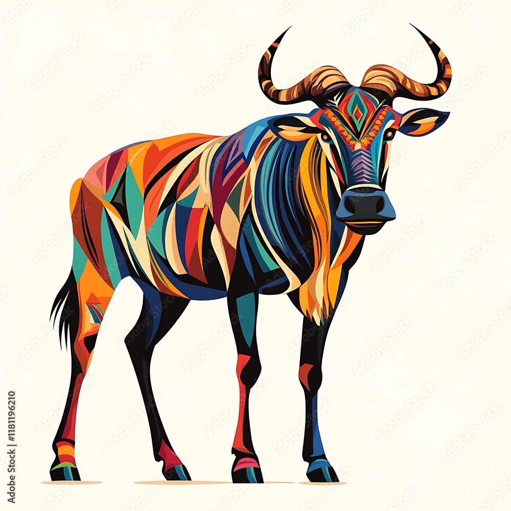 Obraz premium Colorful geometric illustration of a bull.