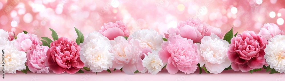 Elegant pink and white flowers arranged on a solid pink backdrop Elegant pink and white flowers arranged on a solid pink backdrop