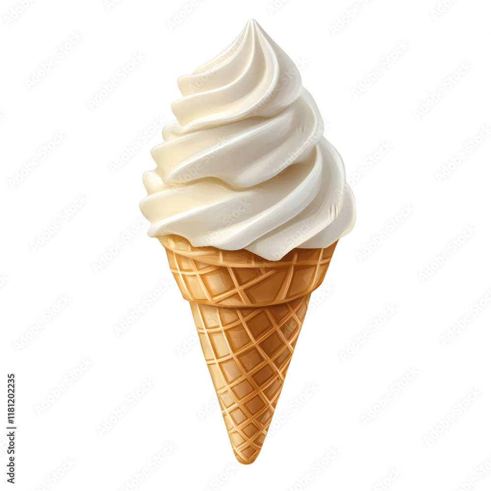 scoop of vanilla ice cream in waffle cone isolated on white transparent background scoop of vanilla ice cream in waffle cone isolated on white transparent background
