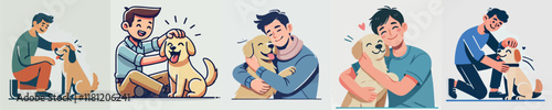 Vector image of a man and his beloved dog