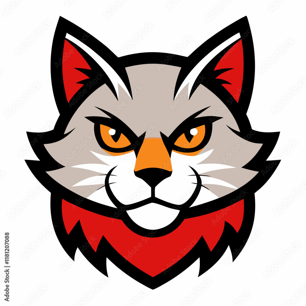 Obraz premium Striking Fox Head Logo with Red Accents