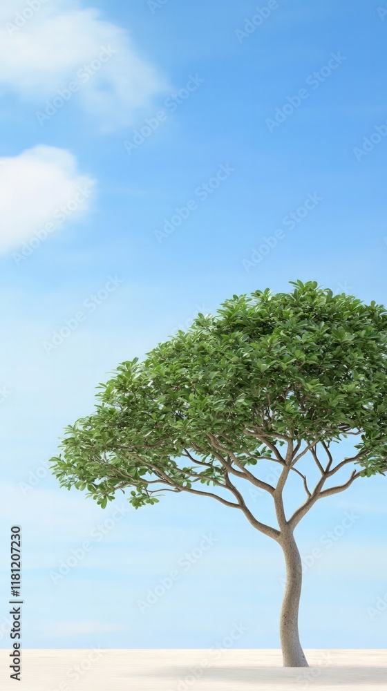 Scene with a Tree Under Blue Sky Outdoor Landscape Tranquil Environment Wide Angle View Scene with a Tree Under Blue Sky Outdoor Landscape Tranquil Environment Wide Angle View