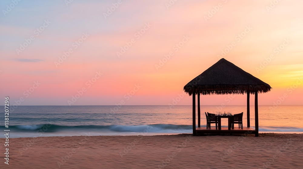 romantic beach sunset dinner gazebo - romantic travel