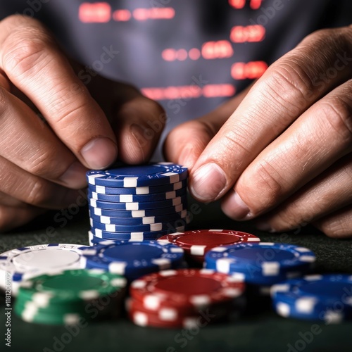 High-Stakes Poker Game Casino Photography Indoor Close-Up Strategy