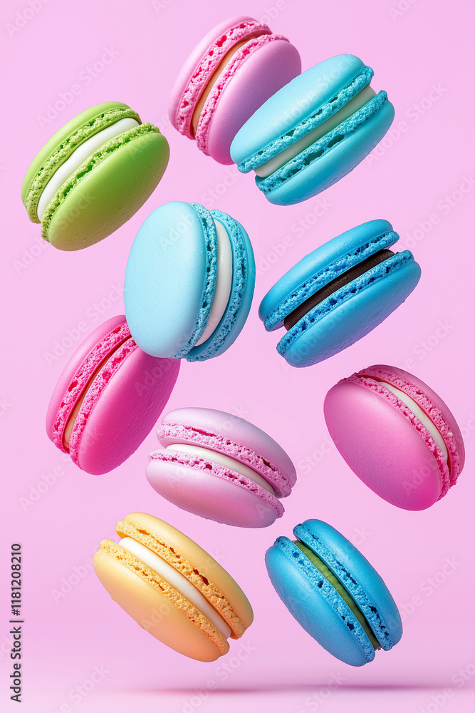 colorful macaroons isolated on pink background colorful macaroons isolated on pink background