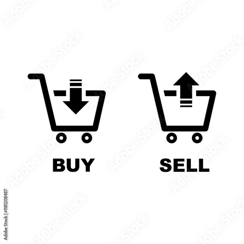 Vector shopping cart icon for selling and buying. button symbol for app and web on white background.