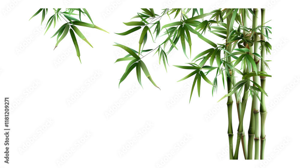 Fototapeta premium Lush green bamboo swaying gently in a tranquil garden setting transparent background