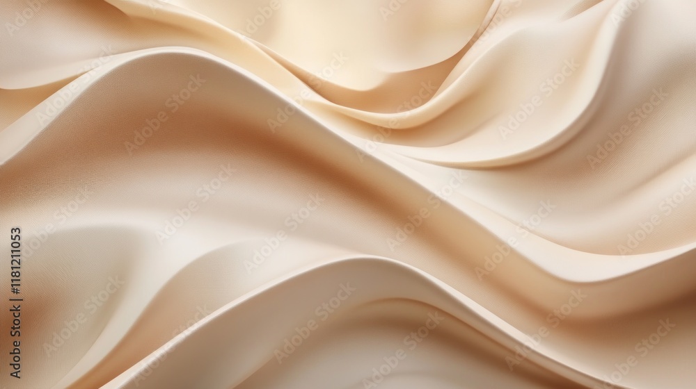 Obraz premium Abstract beige waves, flowing fabric texture background.