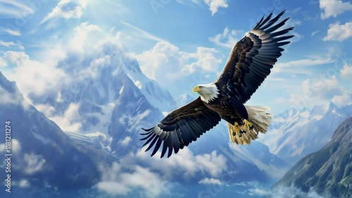 Wallpaper Mural Eagle Flying High in the Mountain Sky
 Torontodigital.ca