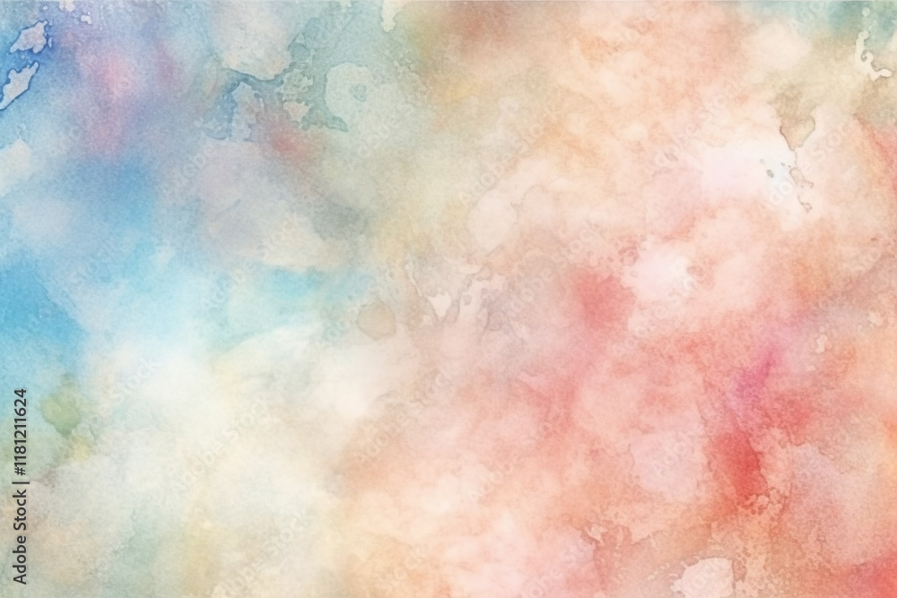 Fototapeta premium Dreamy art piece depicts abstract waves blending warm oranges with cool purples, symbolizing Watercolor background featuring soft, pastel colors blending together seamlessly, watercolor, background