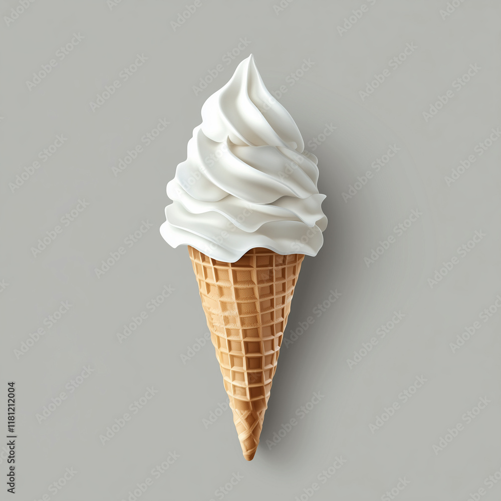 Ice Cream Cone Vertical Image Clean Gray Background Center Ice Cream Cone Vertical Image Clean Gray Background Center
