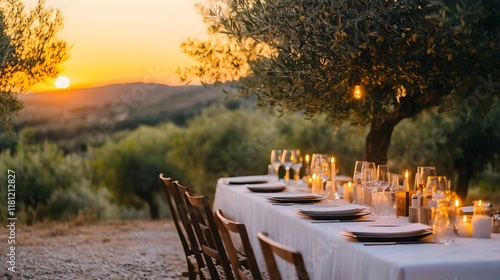 romantic sunset dinner table outdoors - romantic/elegant settings