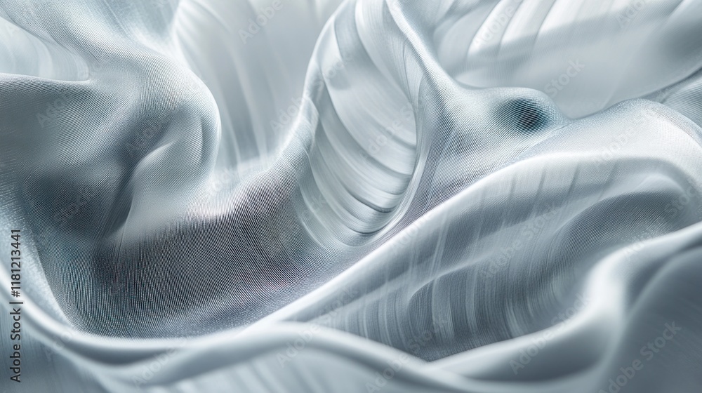 Obraz premium Abstract silver fabric texture, flowing waves and folds, luxury elegant background.
