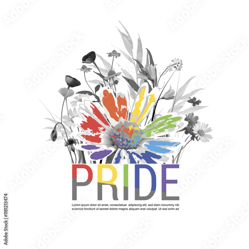 Abstract print pride wildflowers colorful flower