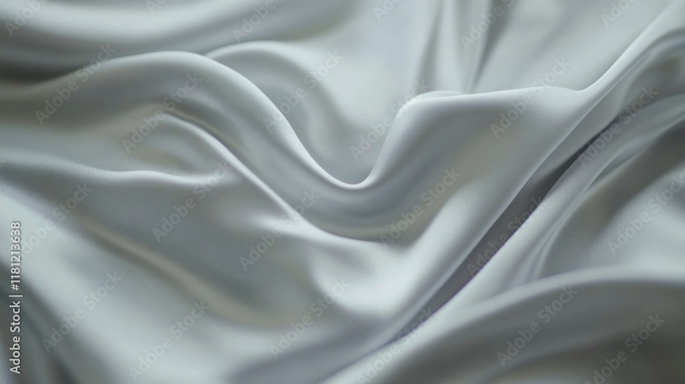 Obraz premium Close-up of elegant, flowing, gray silk fabric with soft, smooth waves and ripples.