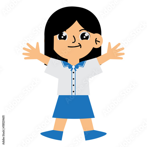 Happy Girl Kindergarten Character 