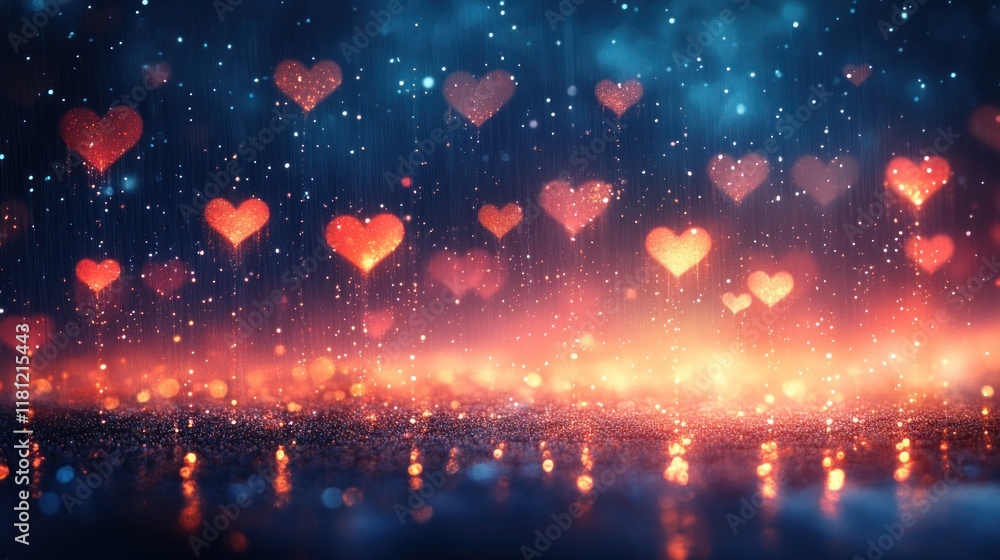 Fototapeta premium Falling Hearts: A Romantic Valentine's Day Background
