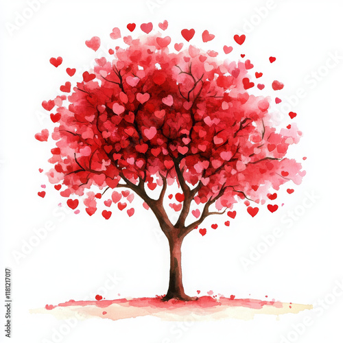 vibrant tree with heart shaped leaves symbolizes love and affection
