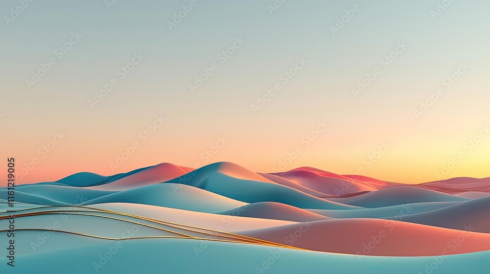 Scenery abstract background concept. A serene digital landscape featuring smooth, colorful hills under a pastel sky. Scenery abstract background concept. A serene digital landscape featuring smooth, colorful hills under a pastel sky.